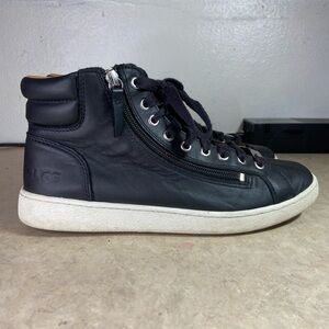 UGG Black White Olive Leather Zip Ankle Boots Shoes Sneakers 1019663 Booties 9